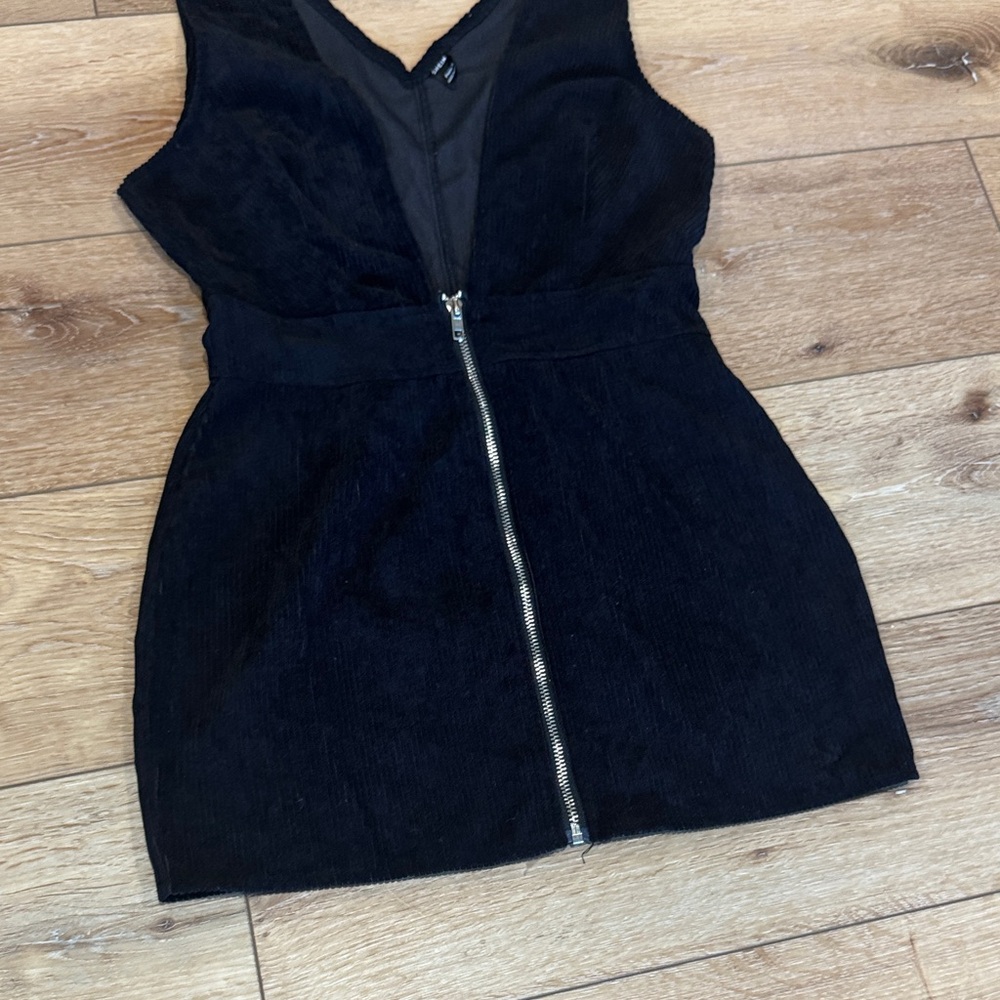 Elegant Black Zipper corduroy Dress SHEIN Small petite - Picture 5 of 7